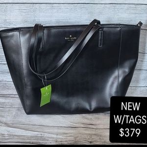 NEW Kate Spade Black Leather Tote Purse